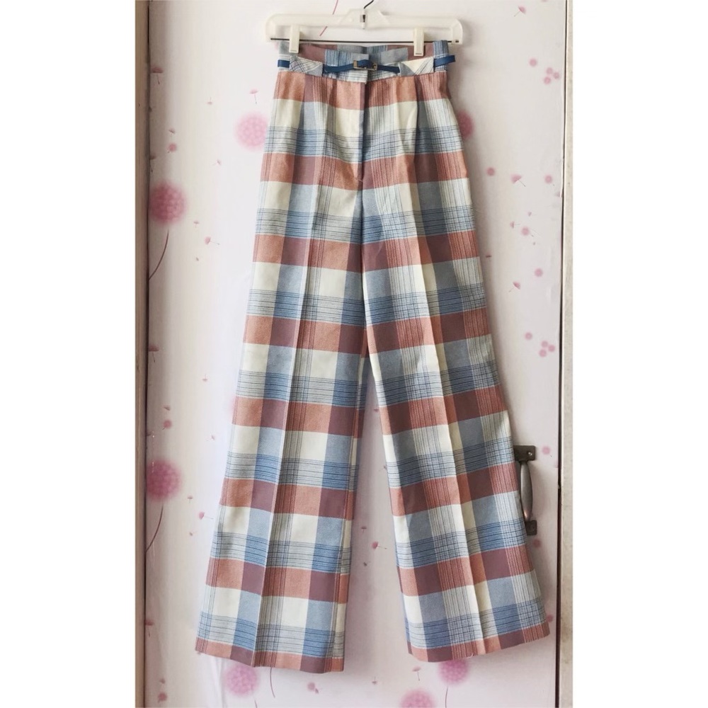 *NEW Vintage Plaid Belted Pants Size 26 - Picture 3 of 6